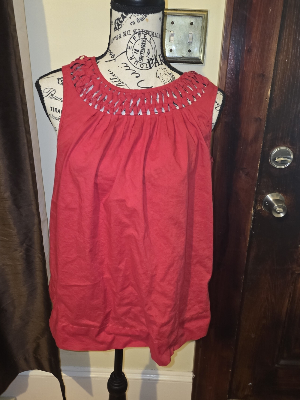 MICHAEL Michael Kors Red Sleeveless Smocked-Neck S/P